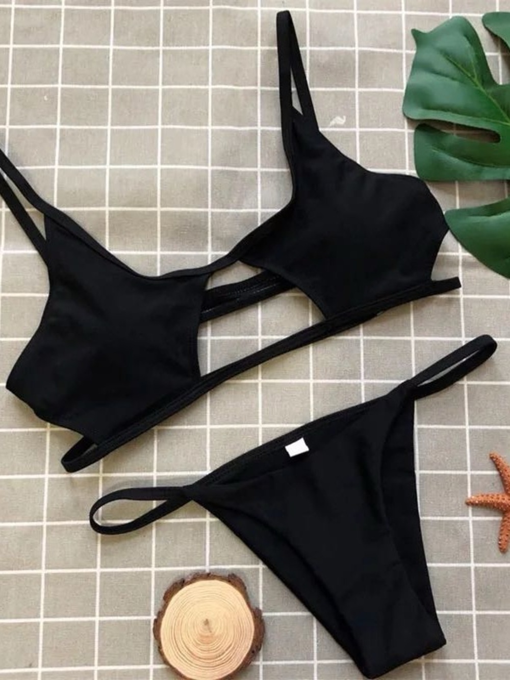 Black Women's Two-Piece Strappy Bikini
